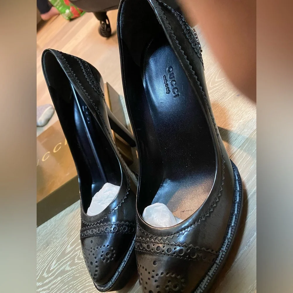 Gucci Loafers Pimps 37.5 New in box black grey. old wimbledon - Picture 2 of 7